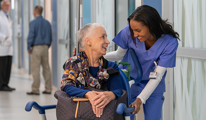 Happy patient with nurse.