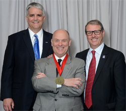 Scott Weir, PharmD, PhD, receives investiture as Kelly Family Foundation IAMI Professor in Cancer Drug Discovery and Development, May 12, 2017.