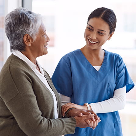 Nurse helping patient.